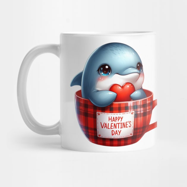 Valentine Dolphin In Tea Cup by Chromatic Fusion Studio